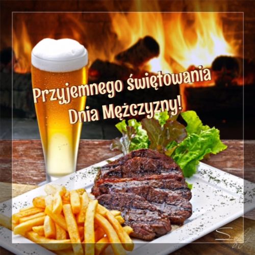 Stek i frytki na dzień mężczyzny